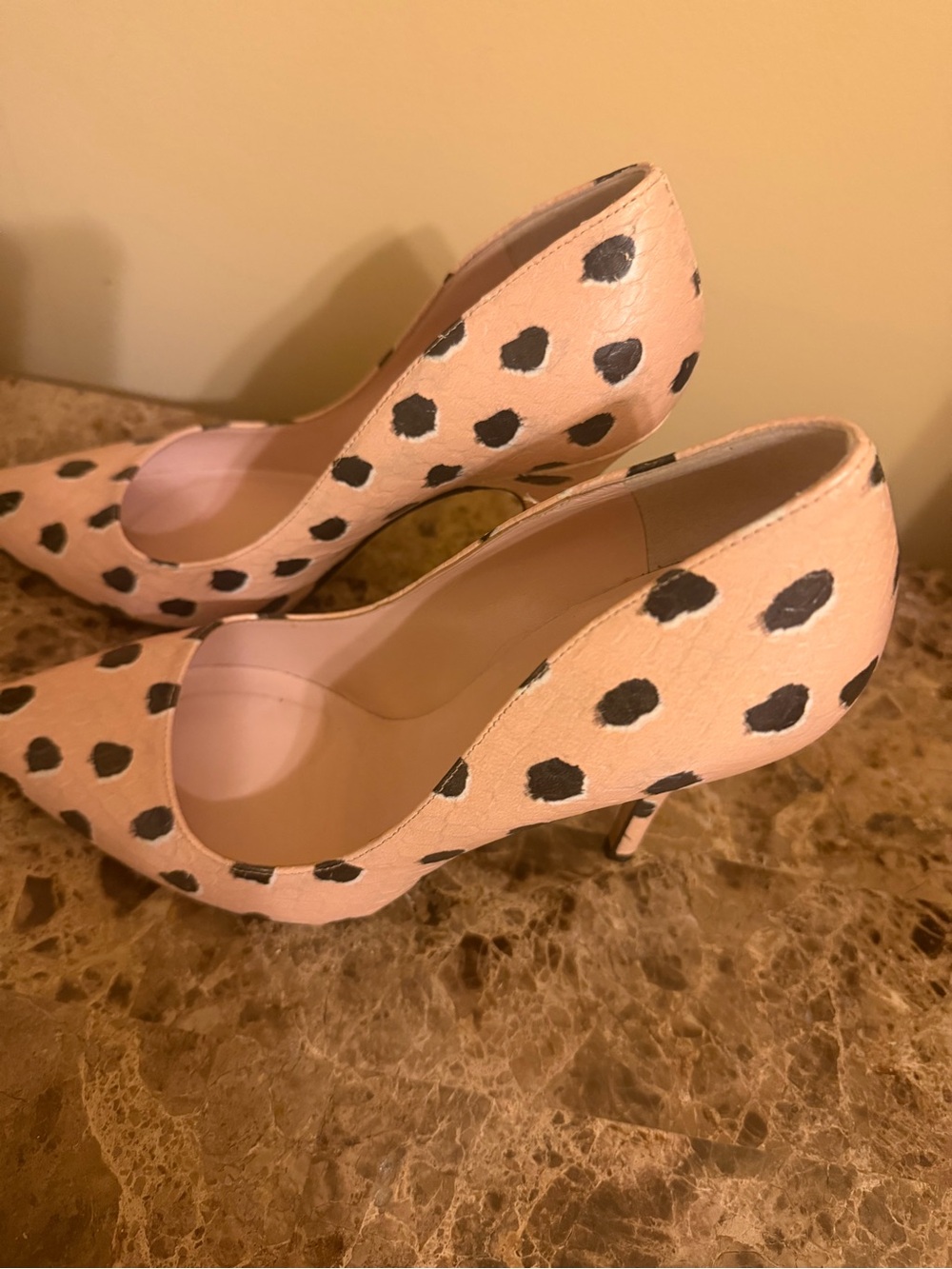 kate spade Peach & Black Leopard-Spot Pointed Toe Pumps - Picture 4 of 9